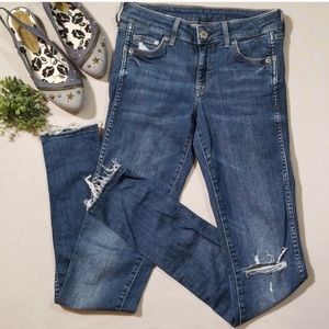 H&M low waist distressed skinny jeans